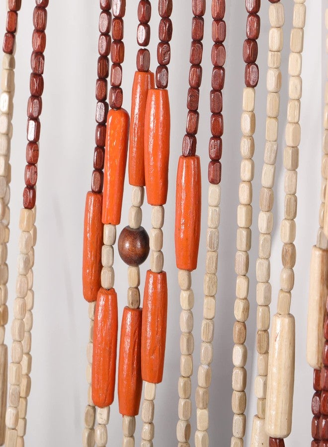 ANMINY Natural Wood Bamboo Beaded Curtain Wooden Hanging Room Divider Decorative Handmade Door Bead String Curtains Wall Panel Blinds for Doorway Restaurant Home Decor 35" by 76" - Wave Flower - Image 5